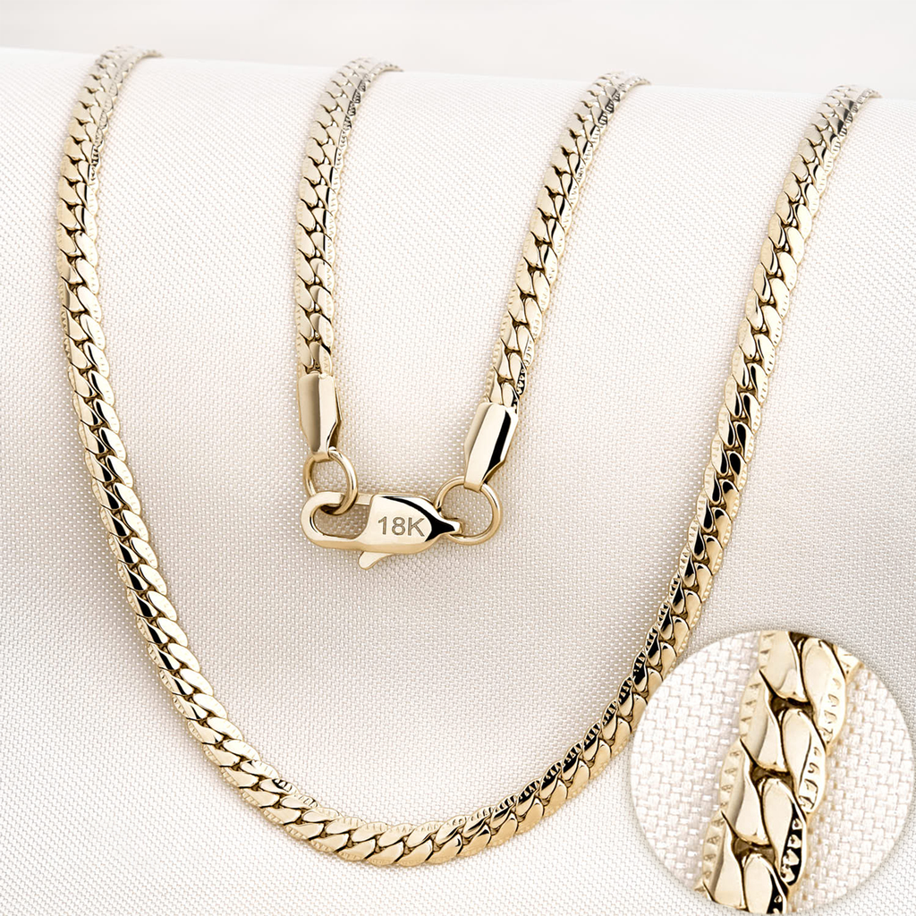 Cadena Grabada De Oro Laminado Italiano 18K