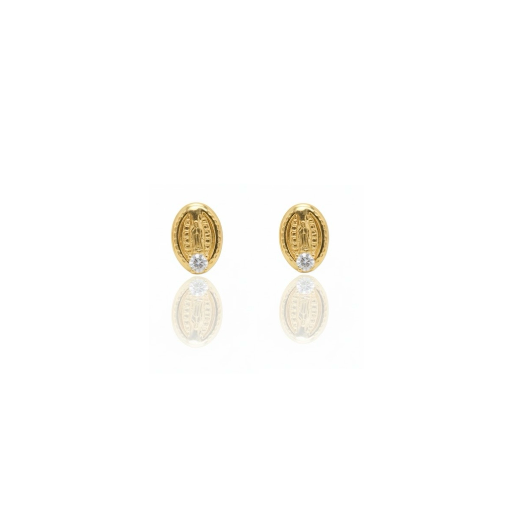 Aretes Virgen de Guadalupe con circón blanco