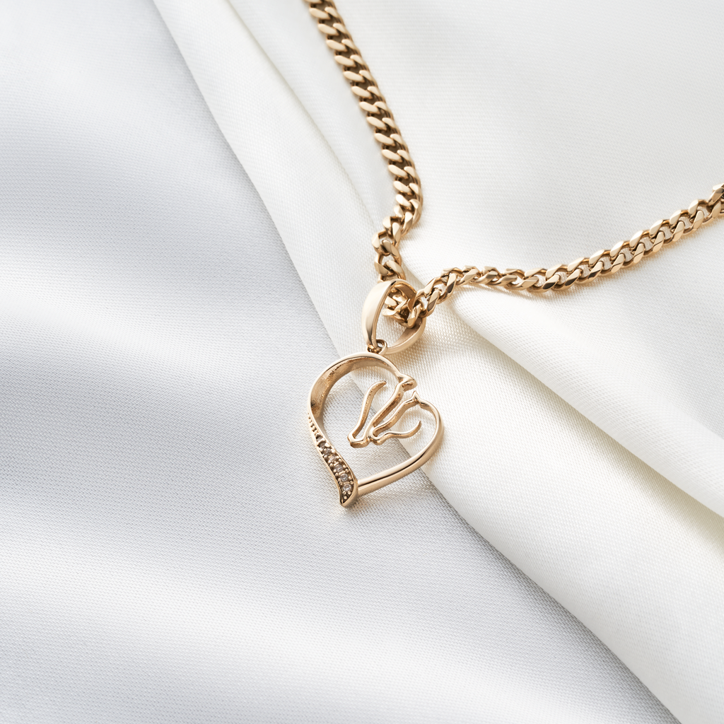 Dije Corazón Caballo De Oro Laminado Italiano 18k