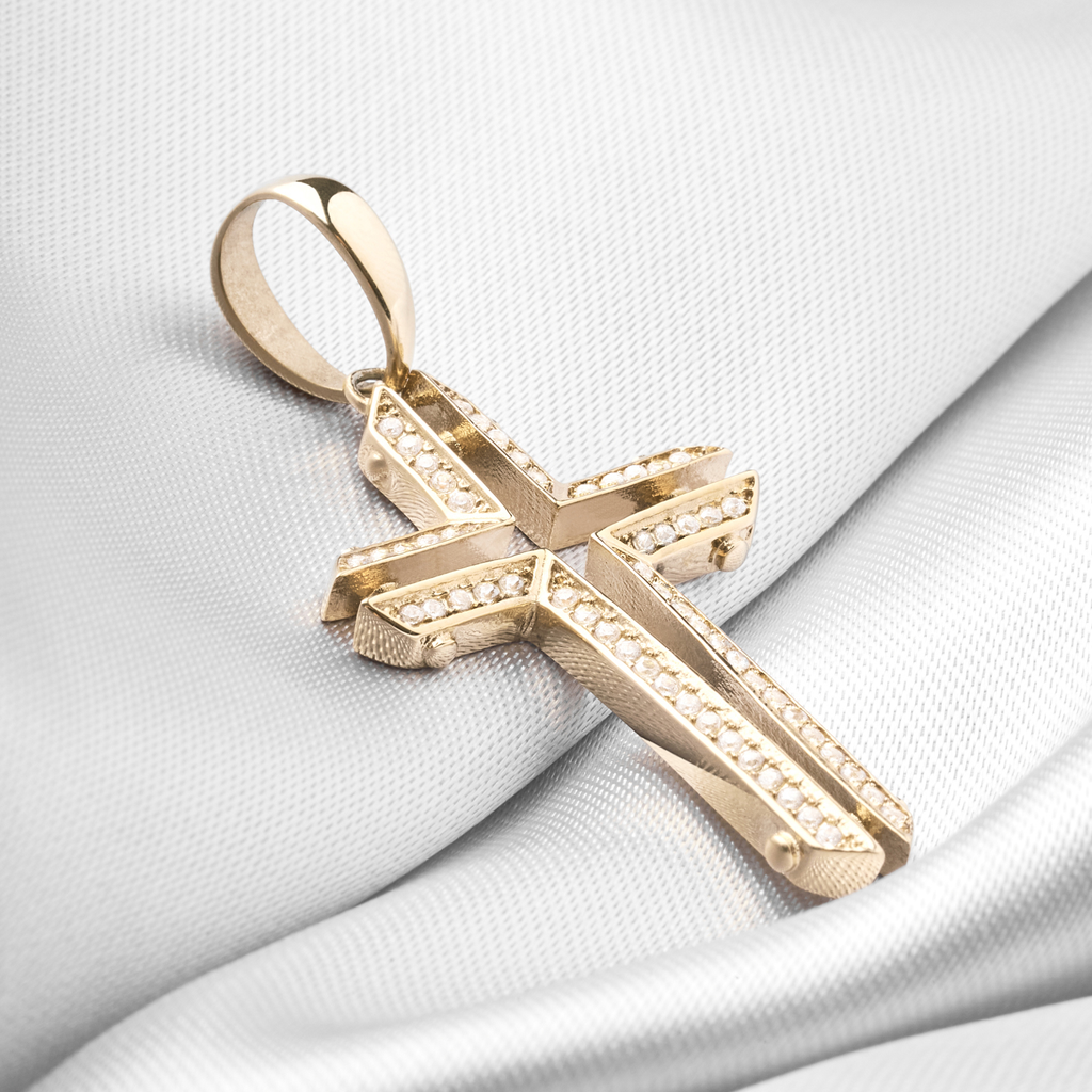 Dije Cruz Brillante De Oro Laminado Italiano 18K