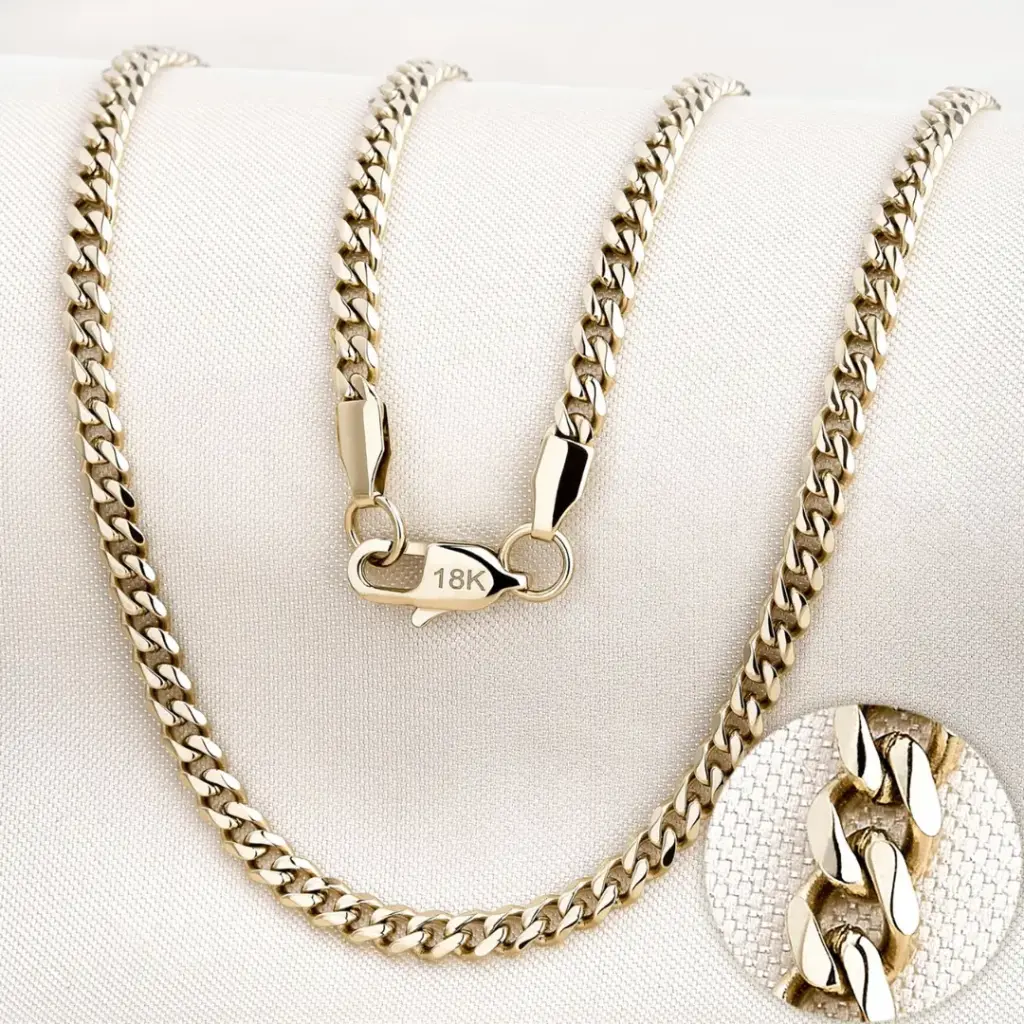 Cadena cubana de Oro Laminado Italiano 18K
